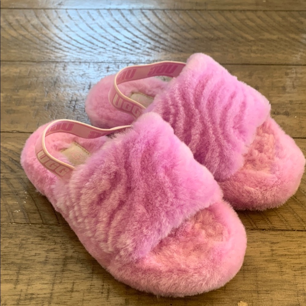 UGG Fuzzy Pink Slides